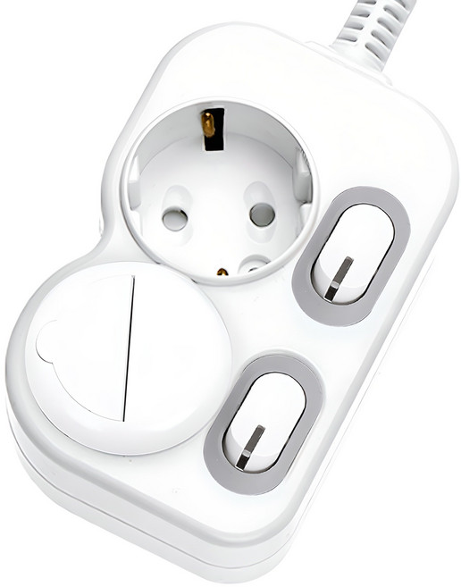 에코파워탭 국내 제조 개별 절전 과부하차단 멀티탭 2구 SMC-303B + 안전커버, 2m, 화이트, 1개