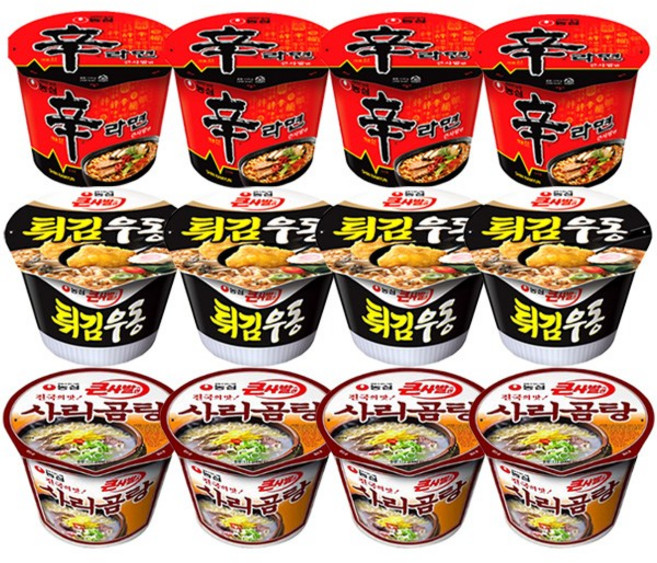 큰컵라면 12종세트 (신라면 4개+튀김우동 4개+사리곰탕 4개)