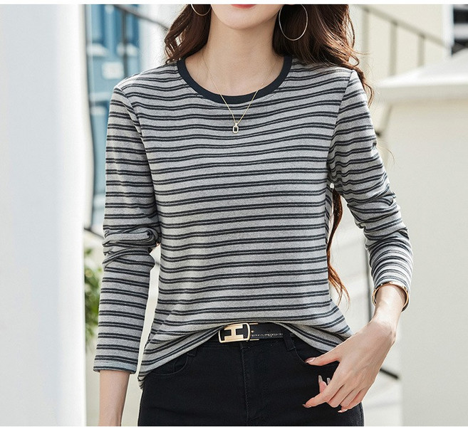 베스트 로드 줄무니 긴팔 스프라이프 티셔츠 465