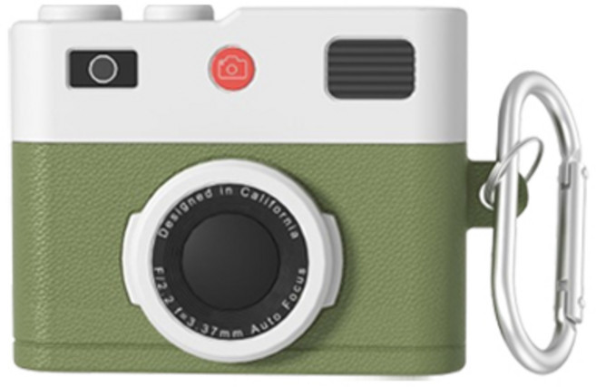 투에이비 빈티지 레트로 카메라 실리콘 케이스, 1개, 그린, 에어팟 프로/프로2