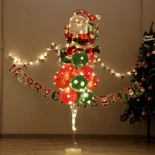 [피앤비유니티]크리스마스 산타 루돌프 눈사람 지팡이 LED라이트풍선기둥 13두, 08)산타 시리즈-LED 달리는산타 풍선기둥