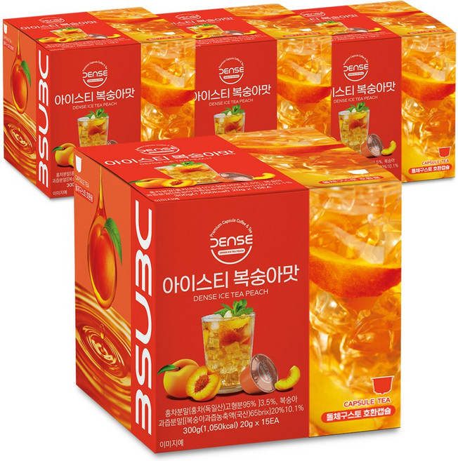 덴스 돌체구스토 호환 캡슐 아이스티 복숭아맛, 4개, 15개입, 20g