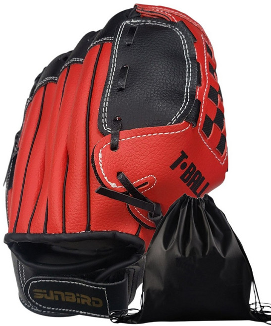 썬버드 티볼글러브 우투 왼손착용 티볼장갑 투센 파우치, 1세트, TW40 레드