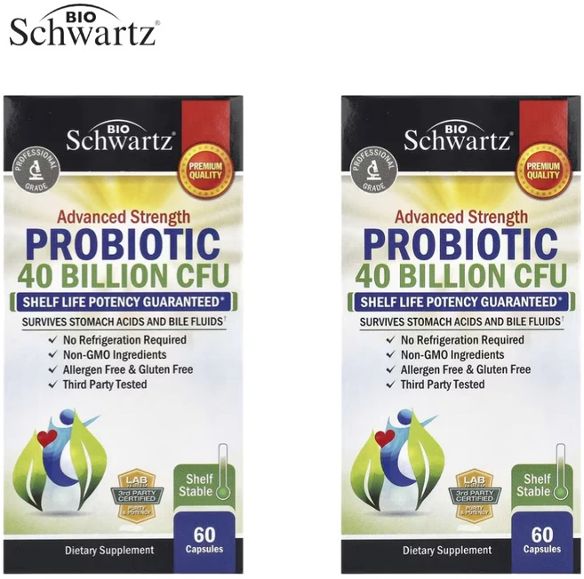 바이오슈워츠 어드밴스드 스트렝스 프로바이오틱 400억 CFU 캡슐 60정, 2개 - 쿠팡