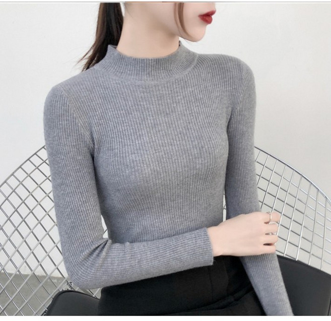 줄리엔느 여성 데일리 슬림핏 목폴라 기본 티셔츠