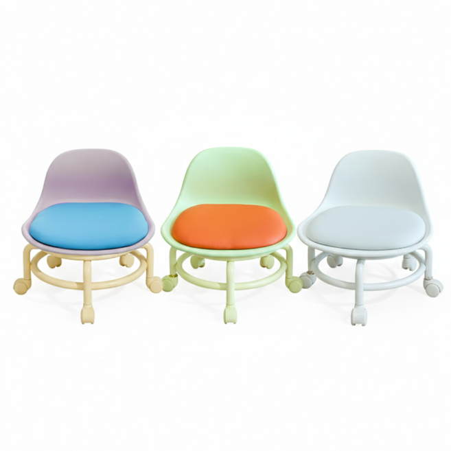 큐티 바퀴달린 등받이 좌식 의자 앉은뱅이, 1개, 큐티 의자 옐로우