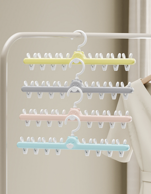 그레잇굿즈 줄줄이 모자 양말 건조 옷걸이 집게, 1개, 블루(줄줄이 집게)