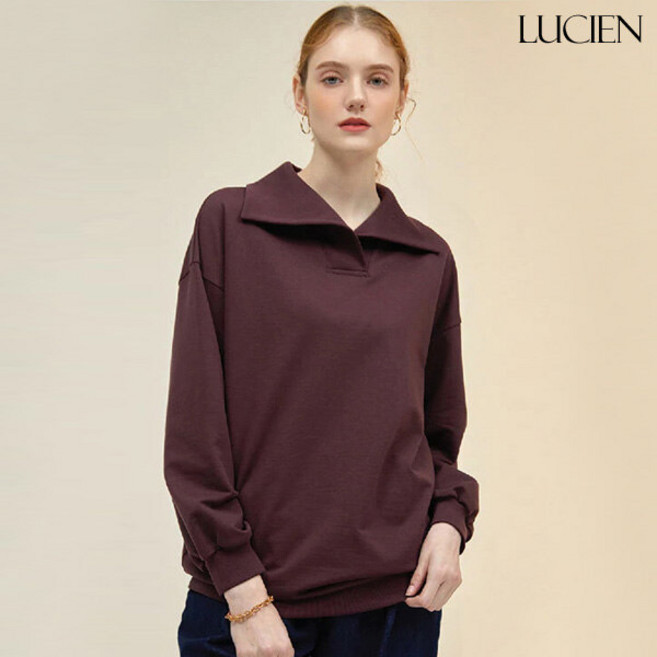 루시앙 루시앙 와이드 빅 브이넥 카라 스웨터_퍼플