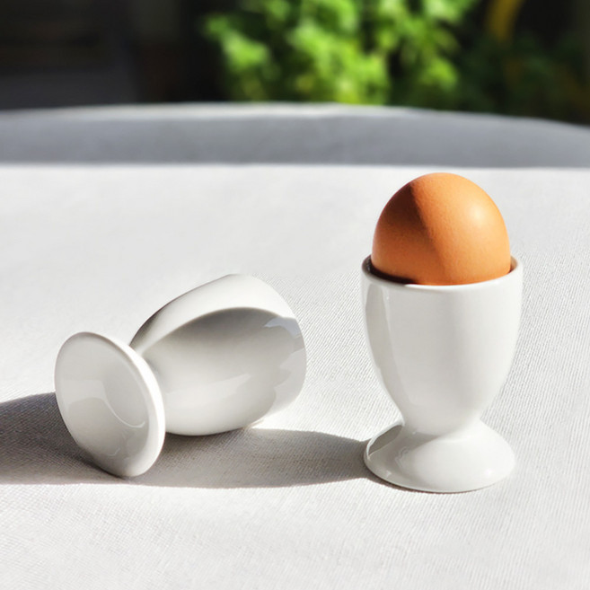 도자기 에그컵 계란 홀더 에그스탠드 (62242) 2개, 화이트, 1세트
