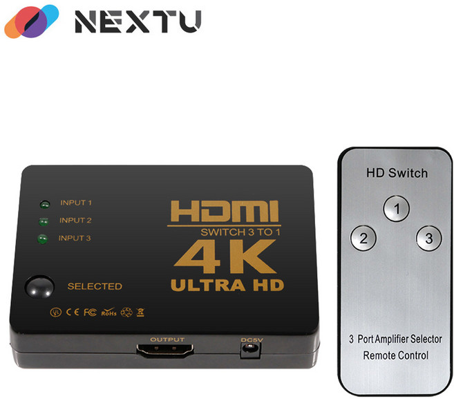 넥스트 3대1 HDMI 선택기 UHD 4K, 1개, 01. 혼합 색상 (1년무상 A/S)