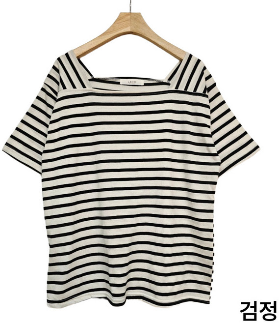 노나네 스트라이프 티셔츠 스퀘어 티셔츠 단가라 티셔츠