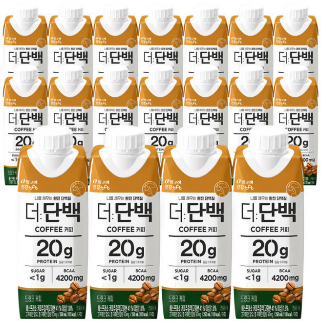 빙그레 더단백 드링크 커피 / 단백질 프로틴 보충 음료, 18개, 250ml