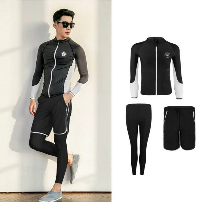 Icelake whale 多件式長袖水母衣 男女兒童防曬潛水服 韓國風情侶泳衣