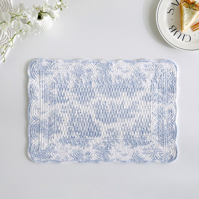 모던하우스 라피니라 모던 퀼트 테이블매트, 1개, 35 x 50 cm, 블루 뜨왈