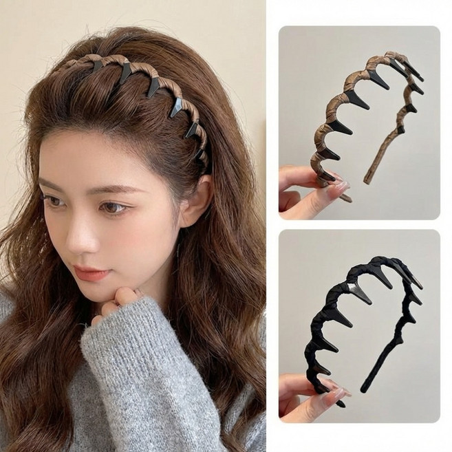 정수리 볼륨 귀안아픈 머리띠 빗살헤어밴드 2P