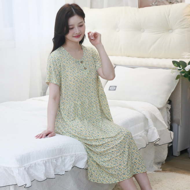 별별모아 여름 반팔 플라워 냉장고 원피스잠옷 홈웨어원피스