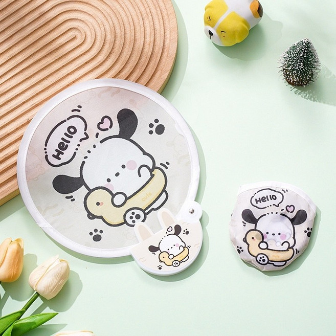 씨와이씨 접이식 원형 포켓 부채 휴대용 미니 손부채 캐릭터 반사판부채 10개 30개, 포챠코