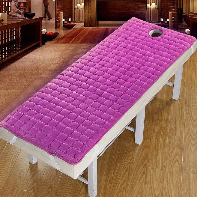 마사지 침대 패드 매트리스패드 논슬립 구멍있는 패트, [01] 퍼플 크리스탈 벨벳 두껍고 미끄럼 방지, [17] 구멍이 있는 사다리꼴 머리 70x190