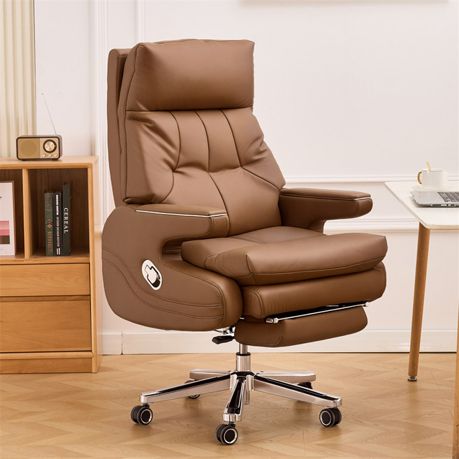 침대형 리클라이너 컴퓨터 의자 사무용, 브라운