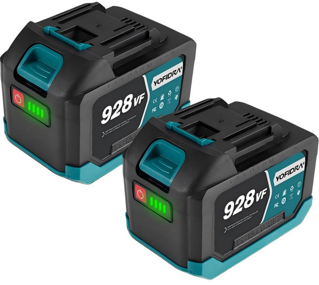 [KC 인증][국내발송] 928VF 대용량 리튬이온 배터리 18V~21V 무선 전동공구 공용 배터리 팩, 2세트