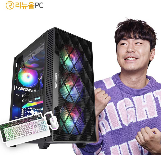 게이밍 사무용 컴퓨터 본체 배그 롤 오버워치 로블록스 팰월드 몬스터헌터 검은신화오공 디자인용 데스크탑 윈도우10 정품 탑재 리뉴올PC, WIN11 Home, 240GB, 8GB, 02 게이밍) 실속형PC, black