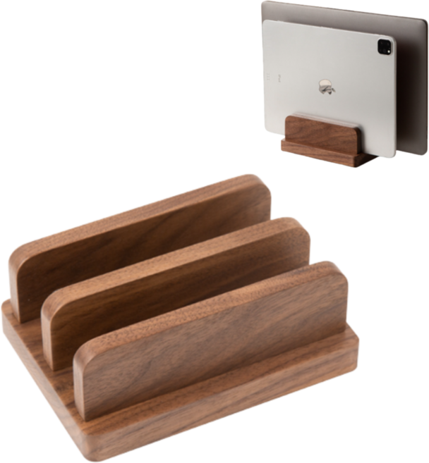 원목 맥북 클램쉘 수직 거치대 노트북 갤러시북, 호두나무, 2단, 1개