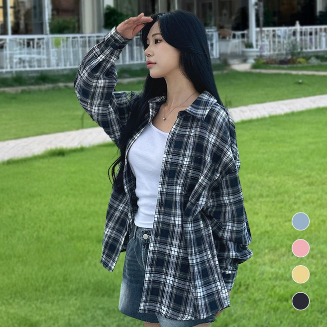 스타일모먼트 여성 체크남방 빅사이즈 여성의류 체크셔츠