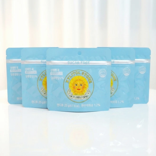 상쾌한 목 페퍼민트 부스터 자일리톨 스톤, 25g, 5개, 1개입 - 쿠팡