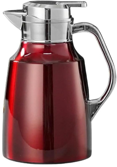 대용량 탁상 냄비 마법병 보온 포트 304 스테인리스 진공 단열 2층 높은 효력 호랑이 개폐 간단 절력 경량 북유럽풍 가정용 업무용 피콕 차 커피 물 주스용 레드 1.5L, 1개, 상세페이지 참조, 1ml