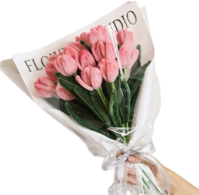 제로앤나인 모루 꽃다발 만들기 DIY 키트 튤립꽃다발 선물, 1개, 핑크