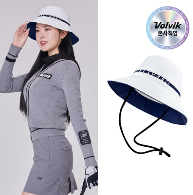 볼빅 여성용 VBEP 로고 기능성 버킷햇, 화이트, 1개