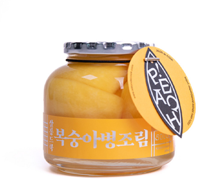 살롱드쿡 국내산 저탄소 황도 복숭아 병조림, 1개, 500g