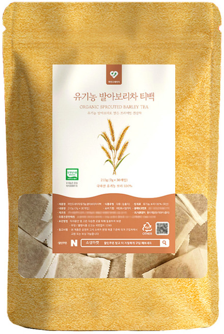 국산 유기농 볶은 보리차 티백 저온로스팅 주전자용 아기보리차, 7g, 30개입, 1개