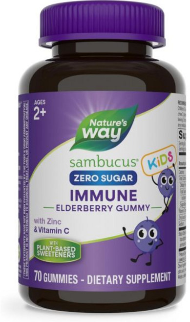 어린이 위 네이처스 웨이 삼부커스 제로 슈가 구미 데일리 * 블랙 엘더베리 추출물 비타민 C 아연 무설탕 알코올 식물성 감미료 70, 어린이 위 네이처스 웨이 삼부커스 제로 슈가 구미 데일, 1개