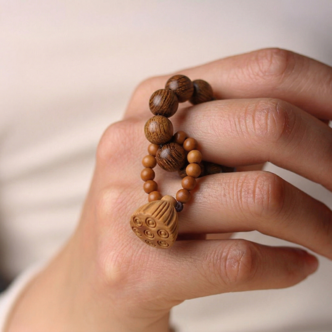 나무 손가락 염주 불교 단주, 침향, 1개