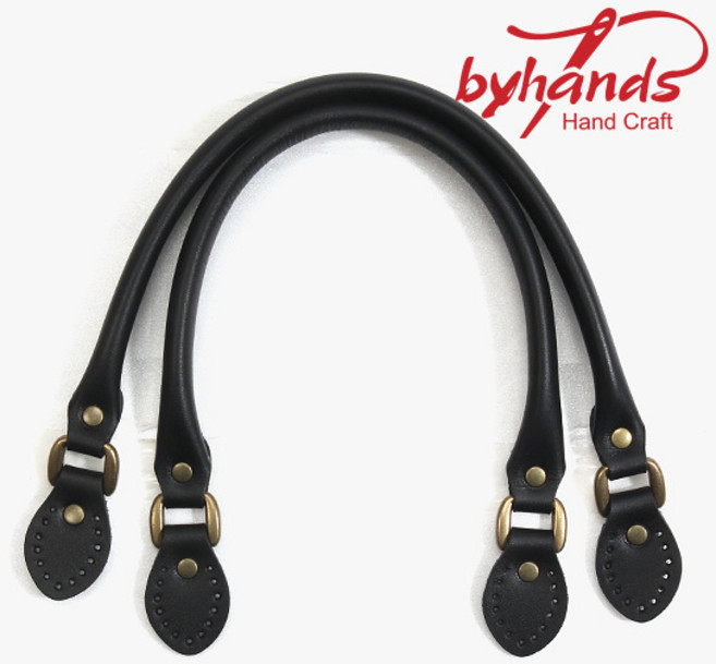 바이핸즈 고급 민무늬 토트 가죽가방끈, 블랙, 1개