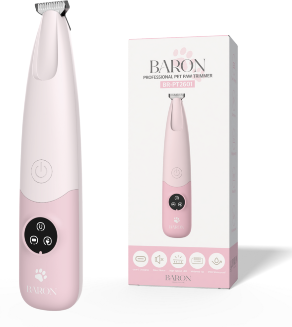 바론 이지풋프로 반려동물 발바닥 바리깡, 1개, 베이비핑크