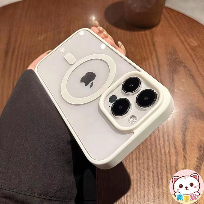 iPhone系列 MagSafe 磁吸防摔手機殼 TPU軟邊 全方位保護 米白色