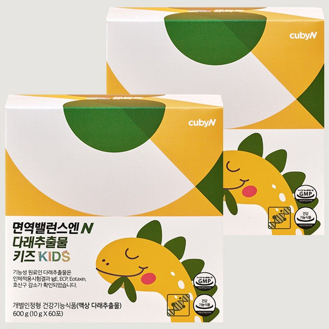 큐비앤 면역밸런스엔 다래추출물 키즈, 600g, 2박스