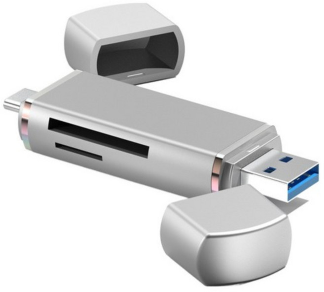 구스페리 C타입 USB 3.0 SD / MSD 멀티 카드리더기, 실버, 1개