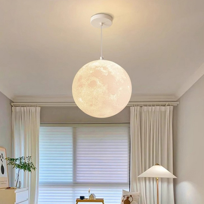 디자인 달 전등 보름달 펜던트 천장 천체, 30CM 행잉 와이어 12와트 LED 3색