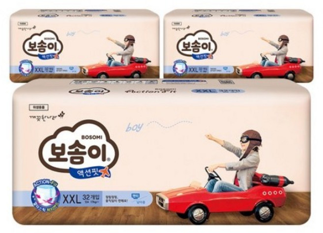 보솜이 액션핏 팬티형 기저귀 남아용 점보 XXL(17kg~), 점보형(2XL), 288매