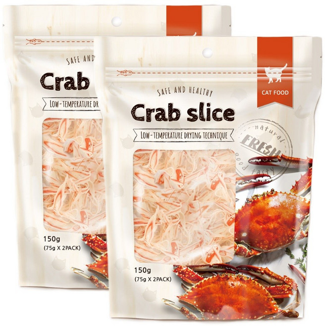 게살슬라이스 고양이간식 대용량 150g, 2개