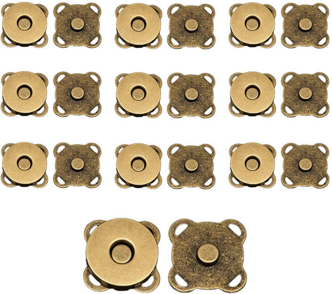 10mm 자석단추 가방자석 똑딱이 지갑 옷 수선 DIY 부자재, 10개, 귀자석단추-10mm-청동