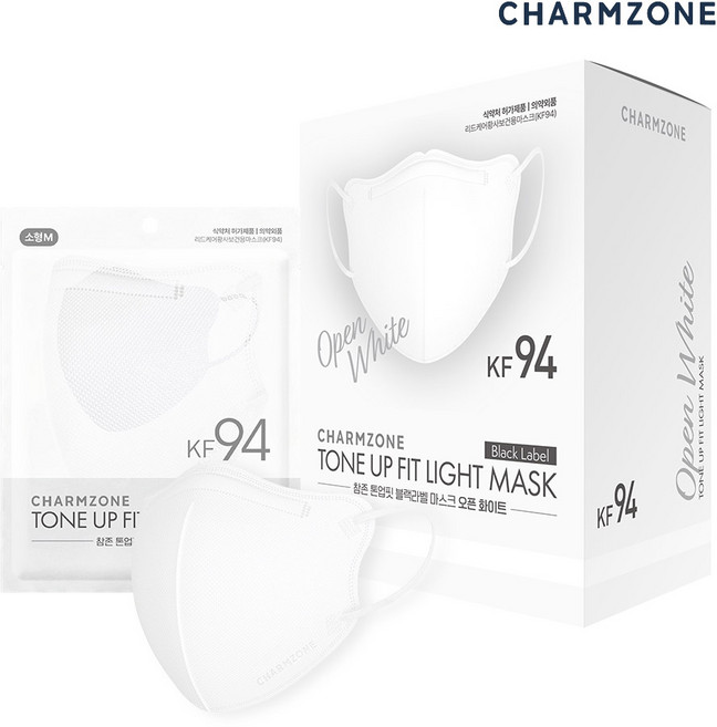 참존 톤업핏 블랙라벨 라이트 KF94 키즈 마스크 소형 M, 오픈 화이트, 1개, 25개입