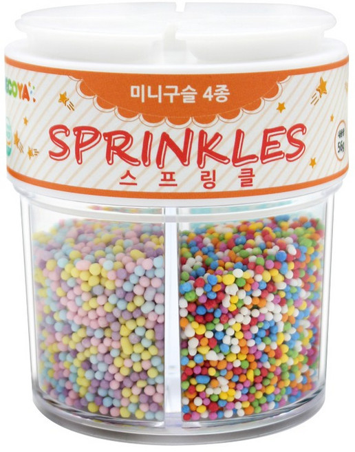 데코야 스프링클 미니구슬 4종 세트 (4칸용기/미니구슬), 1개, 56g