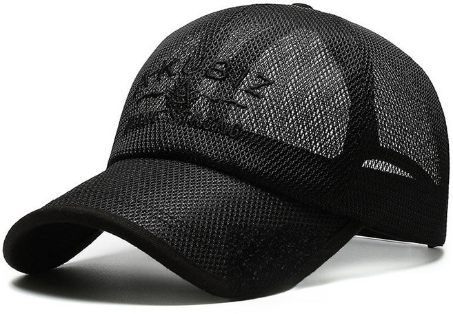 NEW 야구모자 러닝모자 남녀공용봄여름가을 메쉬 모자 남 여름용 망사 선캡 통기 낚시 선캡 소프트 통풍 원단, 검은색, 모든 야드