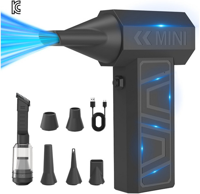 CCAGU 핸디 무선 청소기 150000RPM 초강력 4단계조절 미니 송풍기 차량용 눈제거 에어건 침구 캠핑 용품 컴퓨터 청소, X3-S, 블랙