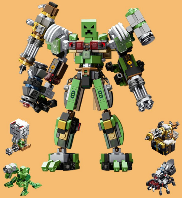 크리퍼 좀비 몬스터 4in1 합체 로봇 호환블럭 세트 538pcs, 1개