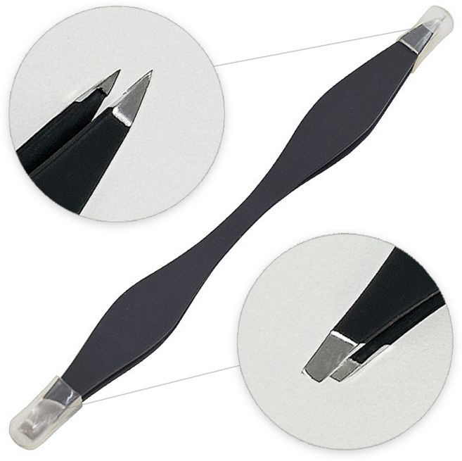 디엔오 고급 2in1 눈썹 족집게 정리 핀셋, 1개, 블랙